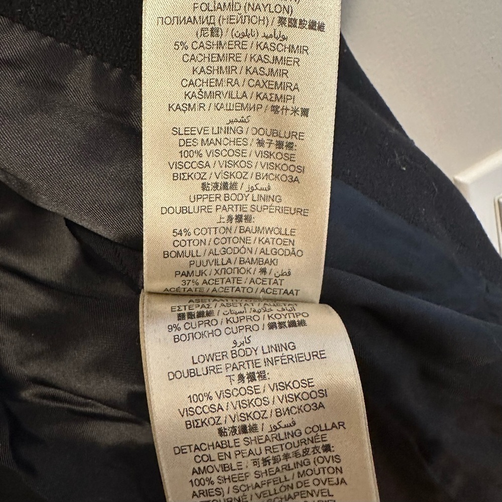 Burberry Brit Rushfield Wool Cashmere Blend Black Trench Coat 4 Shearling Collar - Picture 15 of 16